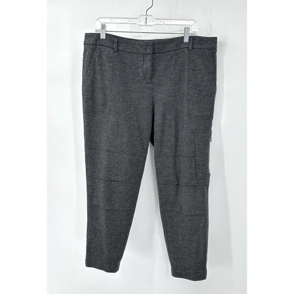AKRIS PUNTO pants ankle 100% wool flannel cargo pockets charcoal gray 14 - Picture 1 of 7